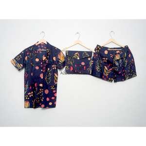 Conjunto de Pijama de Verano para Mujer, Transpirable, 100% Algodón, Manga Corta, Estampado Floral, Camiseta de Dormir Suave de Secado Rápido, Lavable a Máquina - Product Image 4