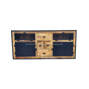 2024 serie HGF, muebles de madera hechos a mano de la mejor calidad, estilo industrial, aparador de 2 puertas de hierro, elegante Barra para el hogar, sala de estar - Product Image 3