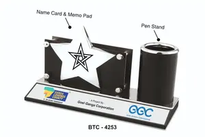 Soporte para Bolígrafos, Regalo Corporativo y Organizador de Escritorio Acrílico con Tarjetero y Bloc de Notas, Organizador de Oficina Premium para Mesa - Product Image 3