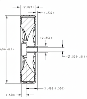 Roue de tondeuse à gazon Caldwell neuve 9x2 pouces en plastique avec alésage de 1/2 pouce pour compresseur d'air, 100% matière vierge, bande de roulement en brique, garantie 1 an, pour usage en entrepôt et en ferme