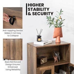 Mobile Bar da Cucina Stile Rustico a 2 Ante con Portabottiglie e Portabicchieri - Product Image 5