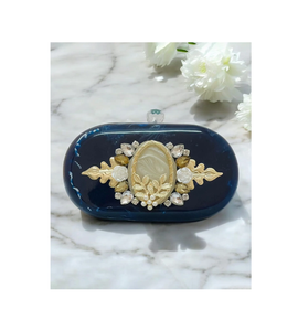 Resin Clutch Trendy Accessory Metal Resin Stylish Purse Leaf Design Women Sling Bag <b>Bridal</b> BY MULTI CRAFT - Product Image 3