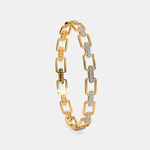 Pulsera de Cadena de Oro con Eslabones Geométricos de Diamantes - Product Image 2