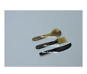 Juego de utensilios para ensalada de cuerno natural estilo americano, cuchara para postre, cuchillo, tenedor para frutas, ecológico, apto para lavavajillas, multifunción, India - Product Image 5