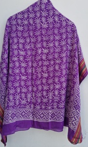 Pareo de algodón morado con estampado a mano y borde de Zari, pareo floral para la playa, chal bohemio, bufanda, cubrecuerpo ligero - Product Image 5
