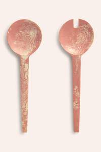 Ensemble de Cuillères à Salade en Résine Écologique, Motif Tourbillon Rouge Orange Coloré, Compatible Lave-Vaisselle, Micro-ondes et Four, pour la Cuisine - Product Image 2