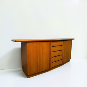 Firsthand Wholesale Teak Wood Sideboard Mid Century Modern Credenza Curved <b>Buffet</b> <b>Cabinet</b> Living Room Storage B2B Direct Factory - Product Image 4