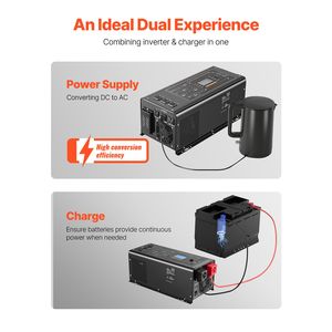 Inverter a Onda Sinusoidale Pura da 3000 Watt con Display LCD e Telecomando, da DC 24V a AC 120V, Potenza 6KW/12KW, Inverter Solare - Product Image 3
