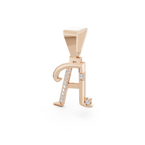 Colgante Personalizado con Inicial 'A' en Diamante Cultivado en Laboratorio, Certificado IGI, Oro de 14K, Letra 'A' Curva en Serif, Estilo Aarinya - Product Image 2