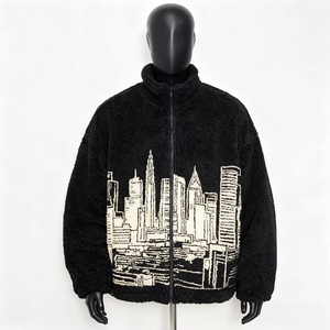 OEM Custom DTG Print Logo Sherpa Fleece <b>Jacket</b> Design Trendy Outdoor <b>Jacket</b> Coat Men's Heavyweight Polar Fleece <b>Zip</b> <b>up</b> <b>Jackets</b> - Product Image 4