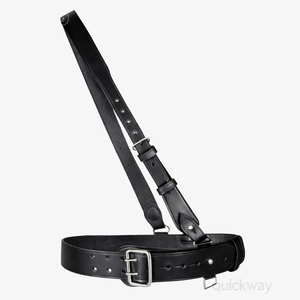 Ceinture en cuir véritable noir style Sam Browne avec sangle croisée – Ceinture de cérémonie formelle haut de gamme pour tenue de cérémonie - Product Image 3