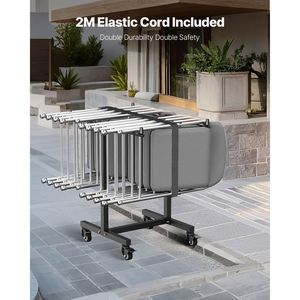 Carrito Plegable para Sillas con Capacidad para 200 Libras, Carrito de Metal Resistente en Forma de T con Ruedas de Goma, Capacidad para 14 Sillas, Carrito de Almacenamiento para Hotel - Product Image 5