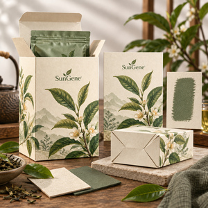 Caja de cartón con cierre automático SunGene Cream Botanical para té de hojas finas - Product Image 6