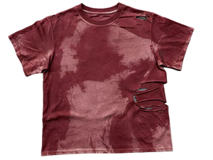 Distressed Acid Washed Breathable 100% Cotton Baggy Shirt Ripped O-Neck Short Sleeve OEM <b>Drop</b> Shoulder Loose Fit Oversized Hip - Product Image 2