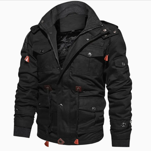 Veste Safari en Toile pour Homme, Épaisse, Coupe-Vent, Col Montant, Doublure Sherpa, Multiples Poches, Style Vêtement de Travail Automne - Product Image 5