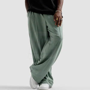 Pantalon ample tendance pour homme, coupe large et décontractée, taille ajustable avec cordon de serrage, tissu tissé lisse, style streetwear décontracté - Product Image 5