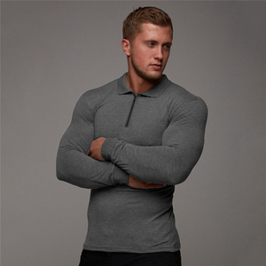 Men's <b>Black</b> Long Sleeve Knitted Polo Shirt Solid Color Zipper Design <b>Smart</b> Casual Regular Fit - Product Image 6