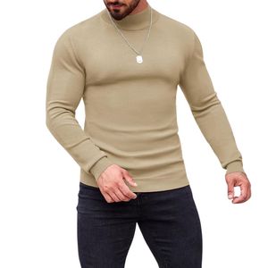 Men's Red Mock Neck Pullover Custom Fitted <b>Long</b> <b>Sleeve</b> Sweatshirt Solid High Collar Casual Streetwear <b>Top</b> - Product Image 6