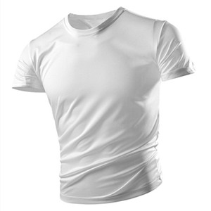 เสื้อยืดคอกลมแขนสั้นทรงปกติสำหรับผู้ชาย ผ้าฝ้าย 100% 300GSM สวมใส่สบาย ระบายอากาศได้ดี แห้งเร็ว พร้อมโลโก้ด้านหน้า - Product Image 1
