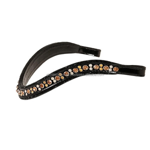 Diadema para caballo de cuero negro premium con forma de onda, incrustaciones de cristales multicolor pequeños, diadema Mega Bling para caballos - Product Image 2