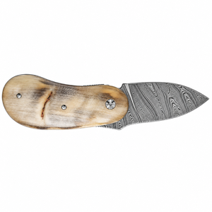 Navajas Plegables de Acero de Damasco con Mango de Hueso Natural y Hoja con Diseño de Punta Caída para Camping y Uso Diario - Product Image 3