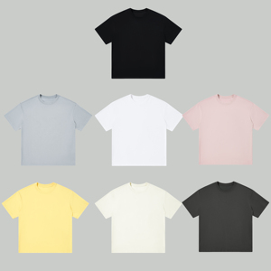 Loose Fit Solid Pattern Knitted <b>T</b>-<b>Shirt</b> Cotton <b>Polyester</b> Casual Style 250 Gram Crew Neck Oversize Quick Dry Breathable Men Women - Product Image 2