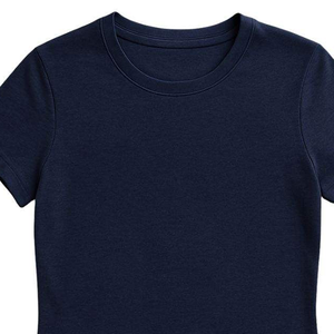 Camiseta de Jersey Casual de Manga Corta con Cuello Redondo, Color Azul Marino, Corte Regular, con Logotipo Personalizado, Tela Lisa Teñida en Color Sólido - Product Image 6