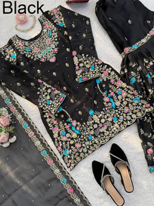 PinkCityBlocks <b>Women's</b> Traditional Sharara Suit Slim Fit Knee-Length Reversible Quick Dry Pure GMY Silk Fabric Party Wedding - Product Image 2