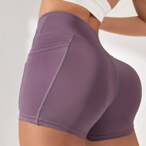 Shorts de sport pour femmes à séchage rapide, design à cordon de serrage, avec poche zippée, pour la gym, le fitness et le yoga - Product Image 3