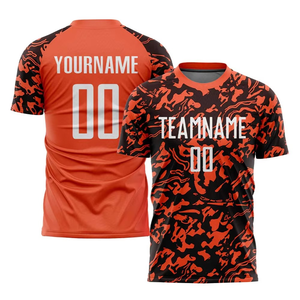<b>Elite</b> Performance Orange Camo Football Kit Custom Printed Soccer Jersey And Short Set Modern Team Uniform With Breathable Fabric - Product Image 4
