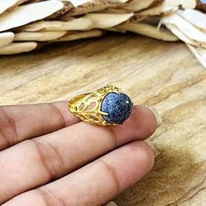 Unique Design Boho Lapis <b>Ring</b> Ethnic Brass <b>Ring</b> Women 18k Gold Plated Vintage Filigree Jewelry <b>Dainty</b> Cocktail Wholesale/OEM/ODM - Product Image 5