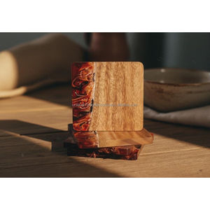 Résine en bois Smoky Fusion sous-verres élégant artistique verres élégant rustique décor de table moderne résine bois accessoires - Product Image 3