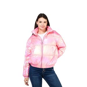 Chaqueta Acolchada Rosa Brillante Personalizada, Corte Holgado, Abrigo de Invierno Cálido y Moderno para Mujer - Product Image 1