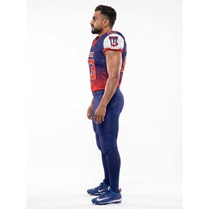 Uniforme de Fútbol Americano Personalizado de Alta Calidad, Camiseta de Manga Corta con Cuello en V, Poliéster y Spandex, Impresión Personalizada, Fabricación OEM en Sialkot - Product Image 2
