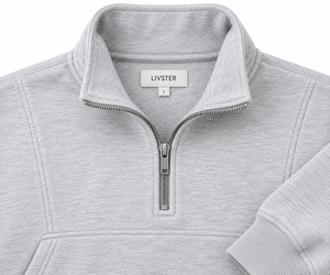 Livster Premium <b>Mens</b> Light <b>Grey</b> Half Zip <b>Sweatshirt</b> With High Stand Collar Full Sleeve Pullover Soft Fleece Fabric Warm Winter S - Product Image 4