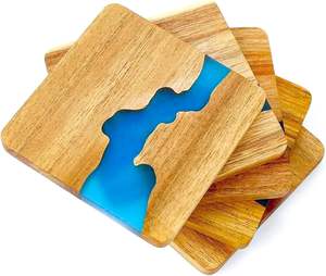 Sous-verre en résine et bois de chêne pour boissons, café, cuisine, maison, fait main, unique, cadeau de pendaison de crémaillère - Product Image 1