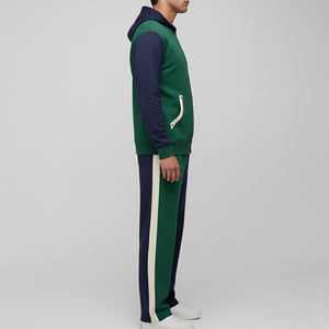 Conjunto Deportivo de 2 Piezas para Hombre, Sudadera con Capucha y Pantalones Jogger, Estampado Invernal, Algodón, Bloques de Color, Logotipo Personalizado, Venta al Por Mayor - Product Image 4