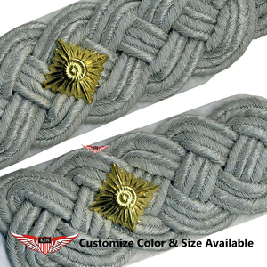 KEW Grey <b>Braided</b> Epaulettes Gold Star Embroidered Sew-In Shoulder Boards White Insignia Elegant Vintage Style Garment <b>Accessory</b> - Product Image 2