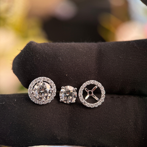 Round Cut <b>Diamond</b> Stud Earrings 1.50ct Each 2pcs D VS1 IGI Certified 14K White Gold Fine Jewelry - Product Image 3
