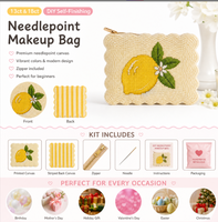 Kit de sac brodé auto-finissant motif Muguet, toile en coton premium 13/18 mailles, DIY avec fils ou perles