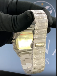 Reloj de Lujo para Hombre con Incrustaciones de Diamantes Moissanite, Acero Inoxidable, Movimiento Mecánico Analógico, Esfera de Cristal de 41 mm, Cierre Plegable Estilo Hip Hop - Product Image 2