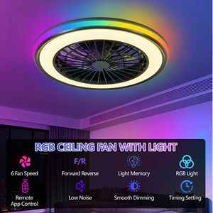 Ventilatore da Soffitto LED RGB Moderno con Luce Infinitamente Dimmerabile per Soggiorno, Camera da Letto o Ufficio 3000-4500K - Product Image 5