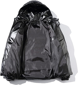 Chaquetas Personalizadas Grises con Capucha, Ligeras, Acolchadas con Relleno de Burbujas, Chaqueta de Poliéster con Parche de Logotipo para Hombre - Product Image 3