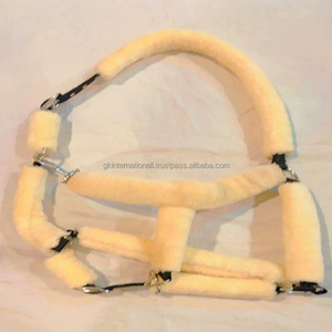 Custom Made Nylon Horse Alter with Soft Fleece Padding on Headcollar Manufacturer in India Black Nylon Halter and Soft <b>Mink</b> - Product Image 3