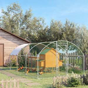 Pollaio Grande in Metallo 20FT X 10FT con Recinto e Tettoia, Gabbia Esterna per Polli con Accesso Facilitato, Colore Argento - Product Image 2