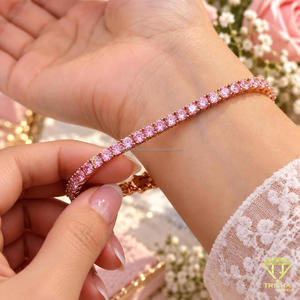 สร้อยข้อมือเทนนิสหินสีชมพู โทนสีโรสโกลด์ เงินแท้ 925 เครื่องประดับหรูหราเปล่งประกาย สำหรับผู้ซื้อขายส่ง - Product Image 2