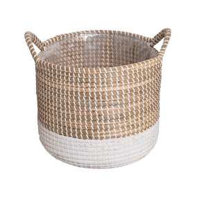 2025 nhuộm đen cỏ biển lưu trữ giỏ hoa văn dưới nhựa hoặc giặt sử dụng wicker giặt Giỏ Trồng nồi - Product Image 2