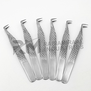 RMI Diamond Grip Stainless Steel Precision 10mm 90 Degree <b>Boot</b> Volume Eyelash Extension Tweezer Customized Full Polish - Product Image 4