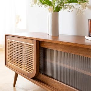 Mueble para TV Vandana Cresta Stellar en madera de mango y mimbre - Product Image 2