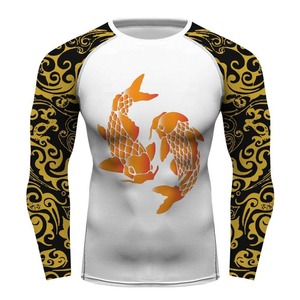 Top Quality Factory Manufacture 100% Polyester Moisture Wicking Sublimation Printed Boxing Training <b>Compression</b> Rash Guards - Product Image 2